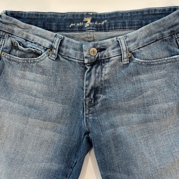 Vintage 7 For All Mankind Low Rise "A" Pocket Flare Jeans Embroidered Pocket 26 - Picture 2 of 9